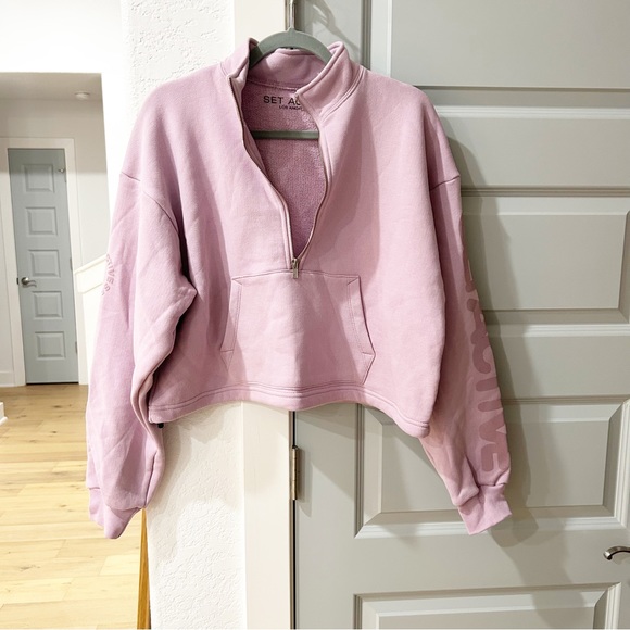 New Set Active Half Zip Pullover Crush Pink Purple - Picture 2 of 7